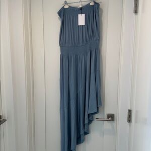 New light blue strapless cotton dress size medium. Elastic top and waist.